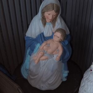Nativity Scene Figurine with Blue and White Robes
